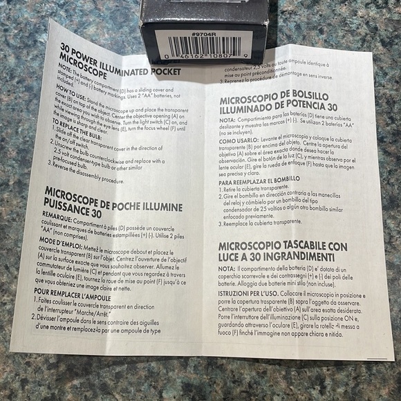 Vintage Tasco 30x Illuminated Pocket Microscope New in Box and sleeve 9704R - Picture 7 of 8